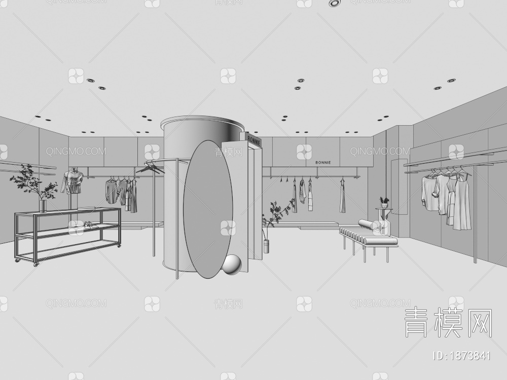 黑白高级感服装店3D模型下载【ID:1873841】