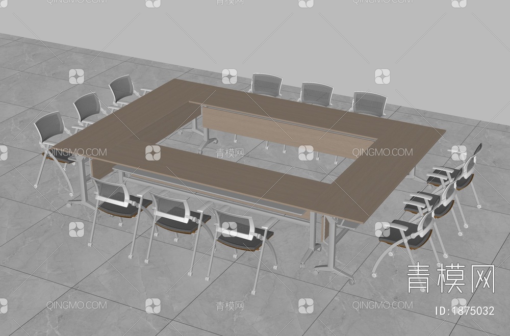 会议桌椅组合SU模型下载【ID:1875032】