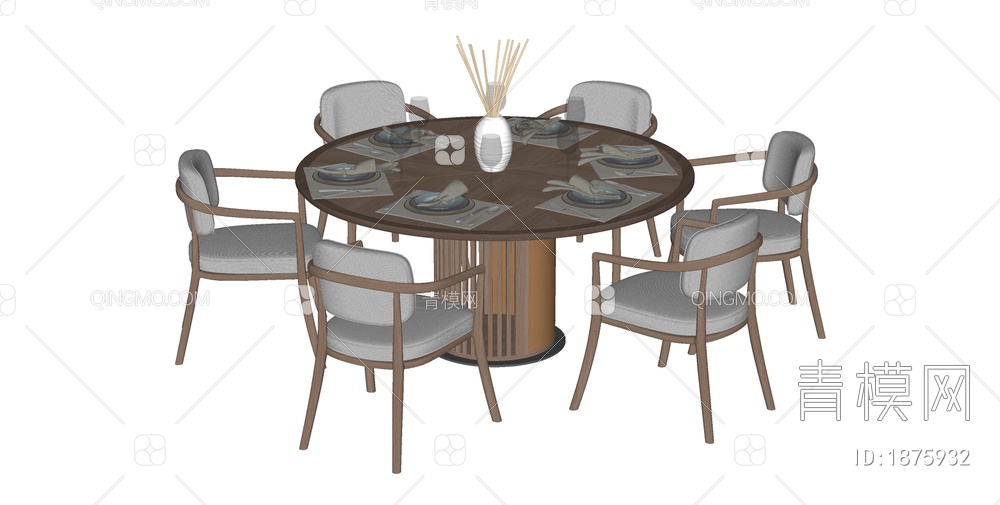 餐桌椅组合SU模型下载【ID:1875932】