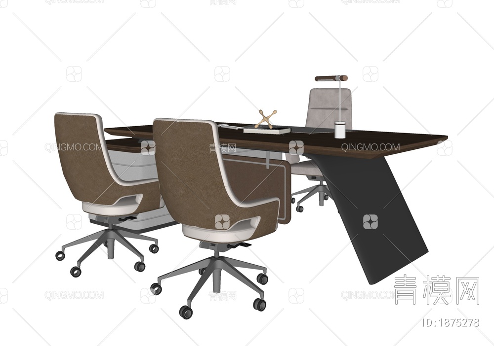 老板办公桌椅组合SU模型下载【ID:1875278】