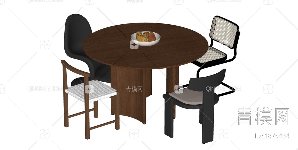 中古风餐桌椅SU模型下载【ID:1875434】
