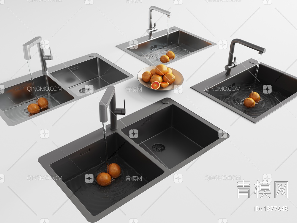 水槽，洗菜盆，水龙头3D模型下载【ID:1877648】