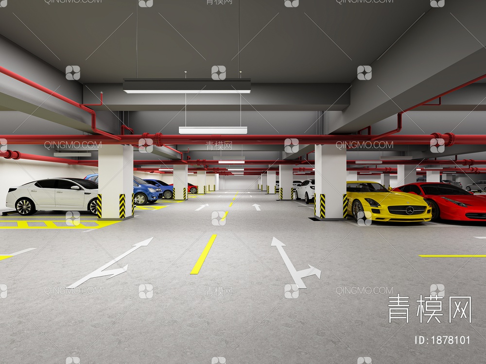 地下停车场3D模型下载【ID:1878101】