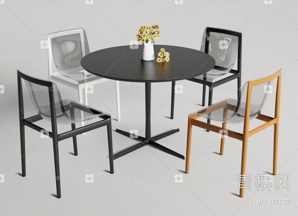 洽谈桌椅 亚克力休闲桌椅3D模型下载【ID:1877132】