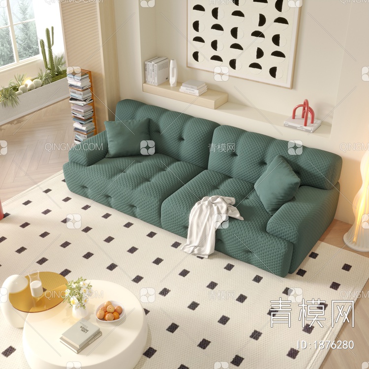 客厅，皮沙发3D模型下载【ID:1876280】
