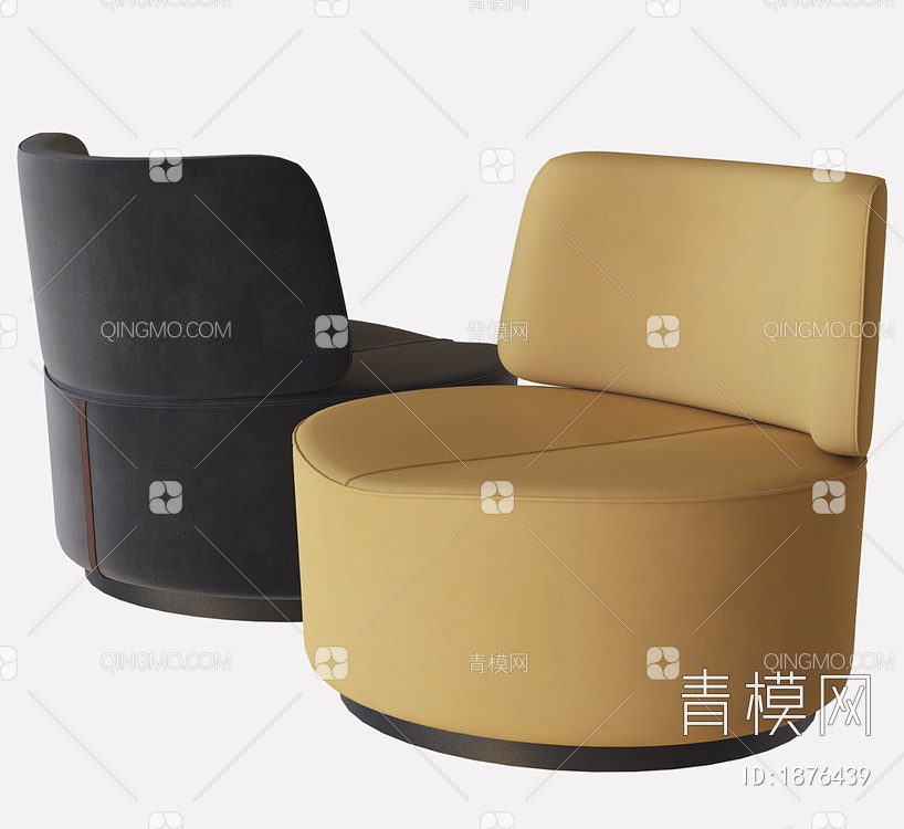 和谐天鹅绒扶手椅3D模型下载【ID:1876439】
