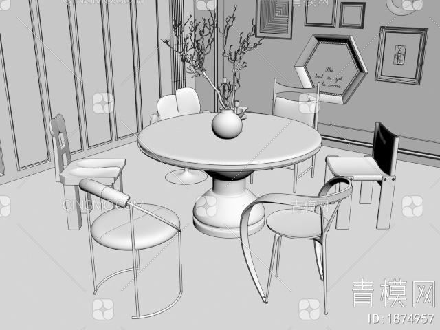 餐桌椅3D模型下载【ID:1874957】