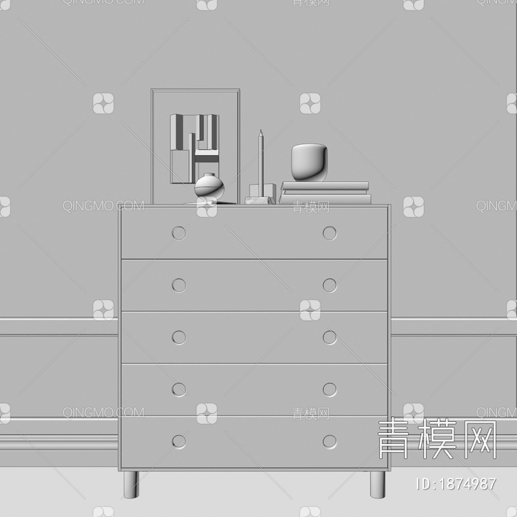 实木边柜，玄关柜，装饰柜，五斗柜3D模型下载【ID:1874987】