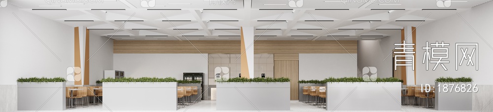 办公楼食堂3D模型下载【ID:1876826】