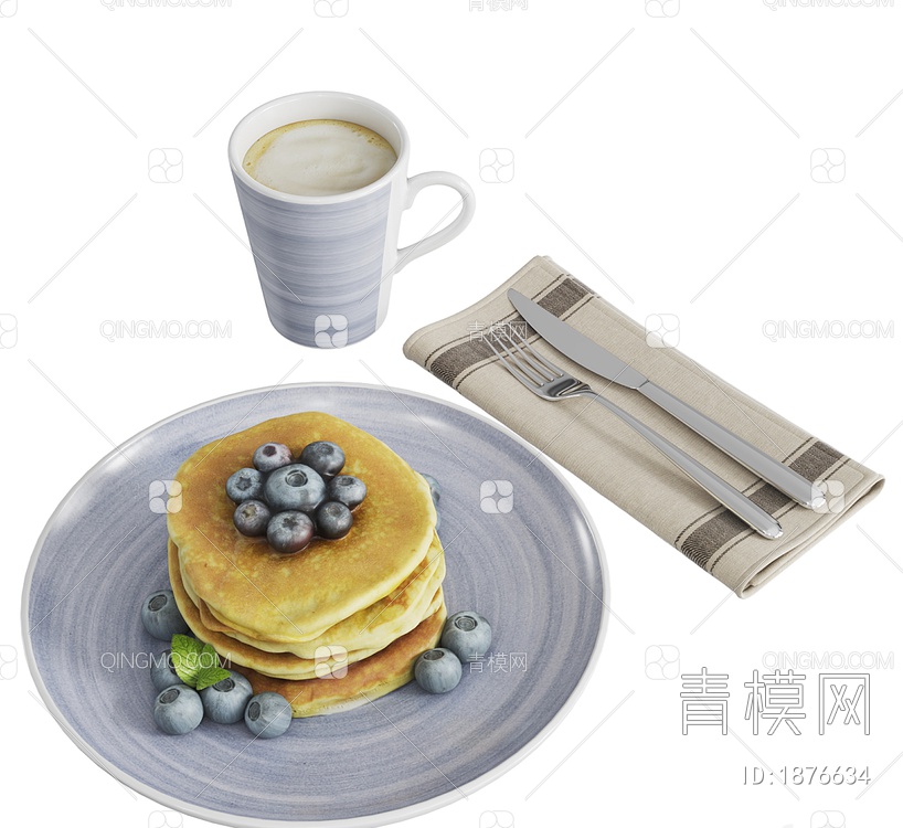 煎饼早餐3D模型下载【ID:1876634】