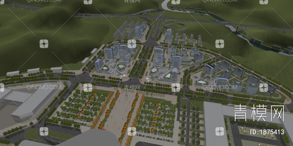 商业规划 办公楼 住宅 产业园3D模型下载【ID:1875413】