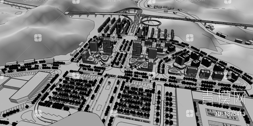 商业规划 办公楼 住宅 产业园3D模型下载【ID:1875413】
