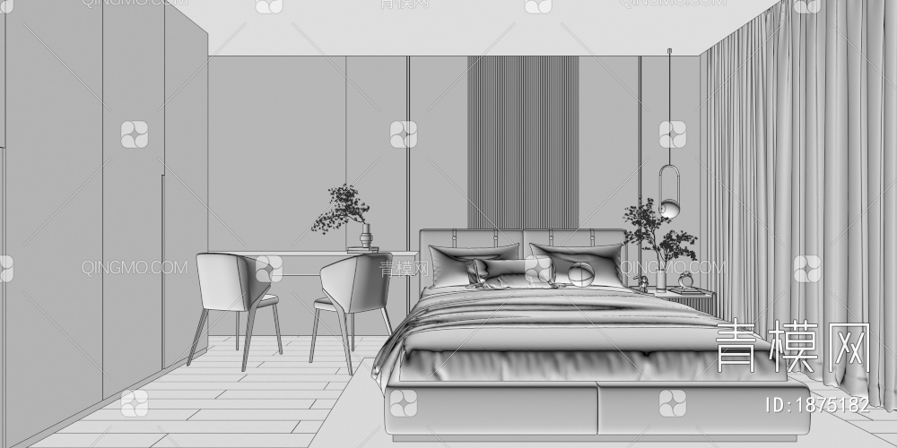 卧室，主人房，主卧3D模型下载【ID:1875182】