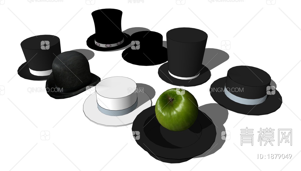 绅士帽子SU模型下载【ID:1879049】
