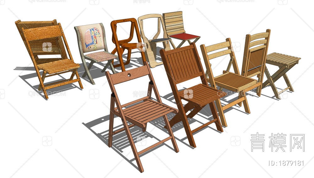 折叠收缩木椅SU模型下载【ID:1879181】