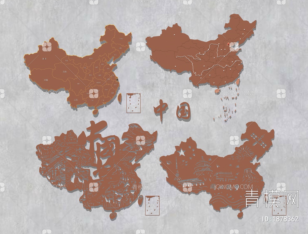 中国地图SU模型下载【ID:1878362】