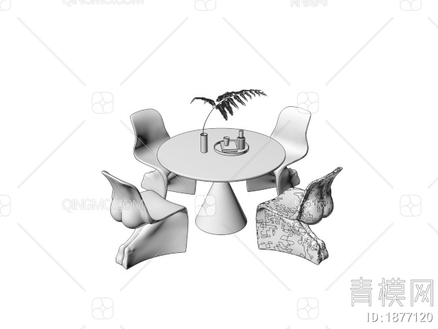 Vitra餐桌椅 休闲桌椅 洽谈桌椅3D模型下载【ID:1877120】