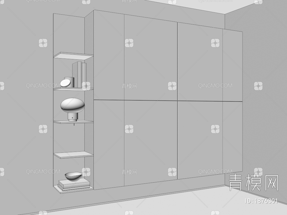 壁柜，吊柜，红色，实木3D模型下载【ID:1876301】