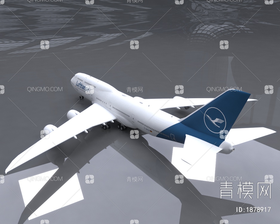 汉莎航空波音747飞机3D模型下载【ID:1878917】
