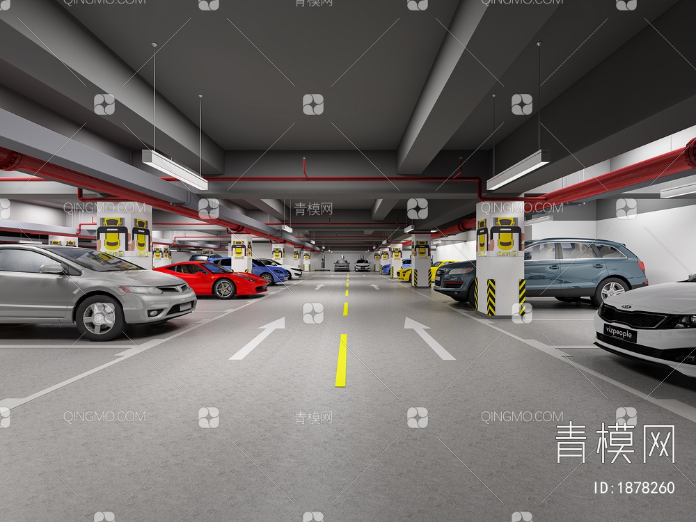 室内地下停车场3D模型下载【ID:1878260】