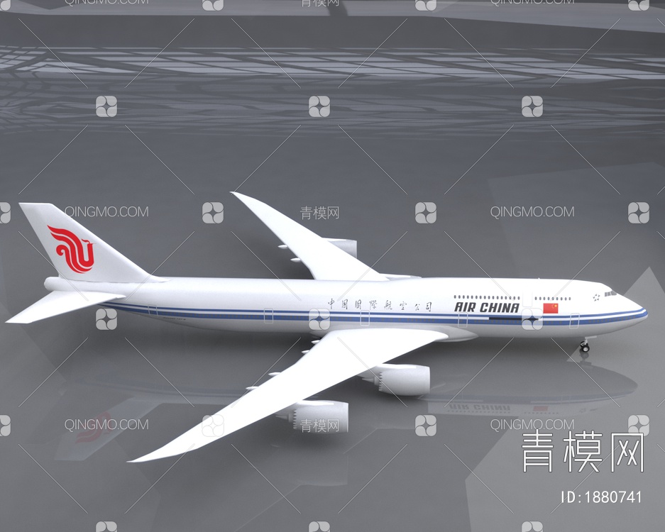 中国国际航空公司波音747客机飞机简配版3D模型下载【ID:1880741】