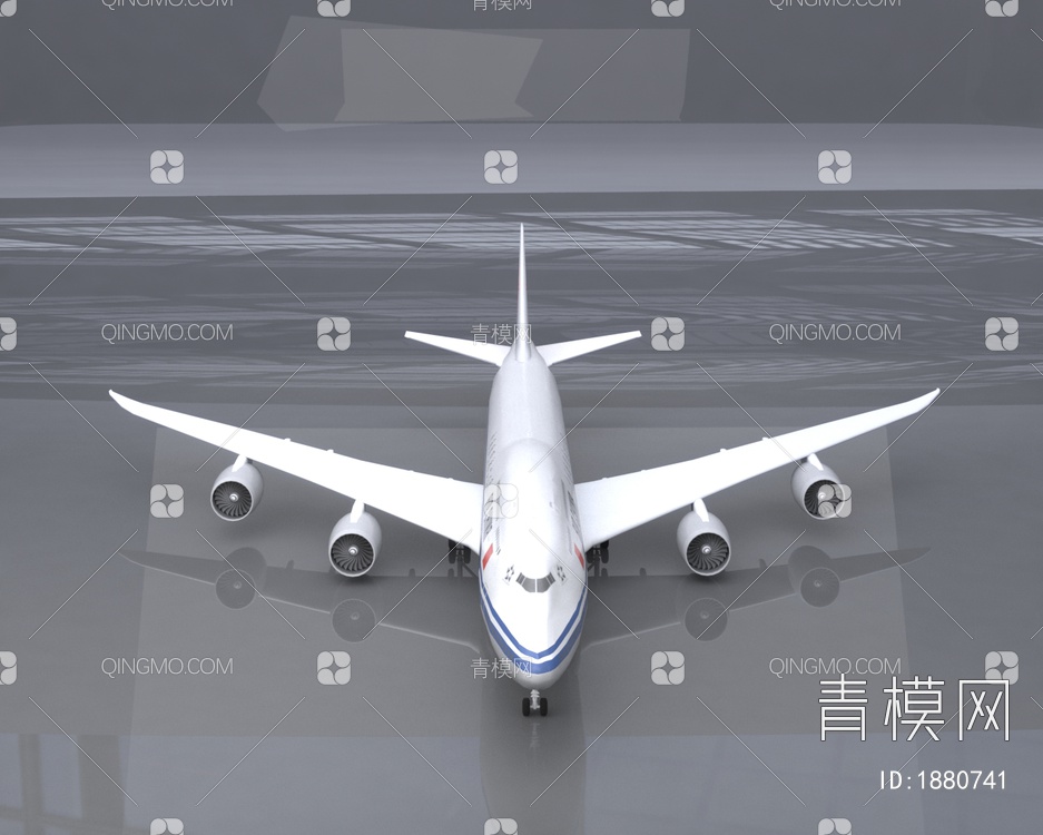 中国国际航空公司波音747客机飞机简配版3D模型下载【ID:1880741】