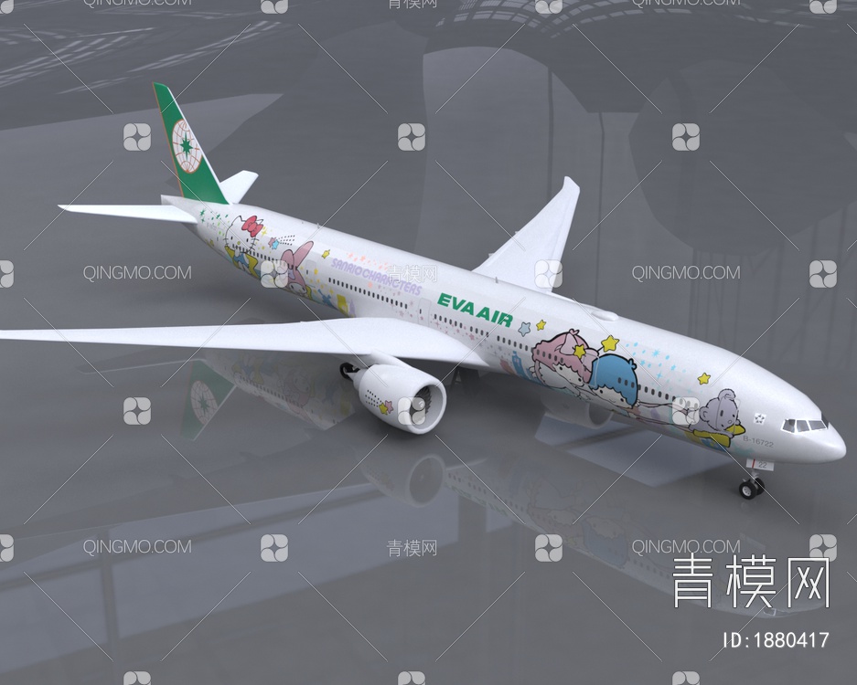 长荣航空波音777飞机简配版3D模型下载【ID:1880417】