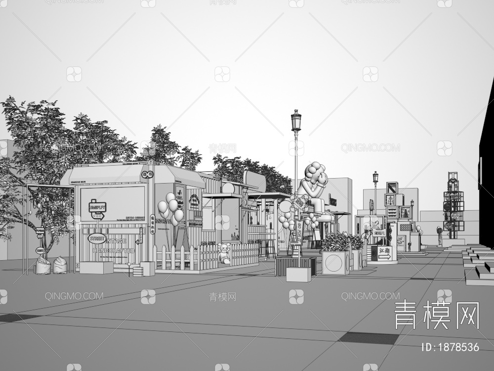 集装箱网红商业街3D模型下载【ID:1878536】