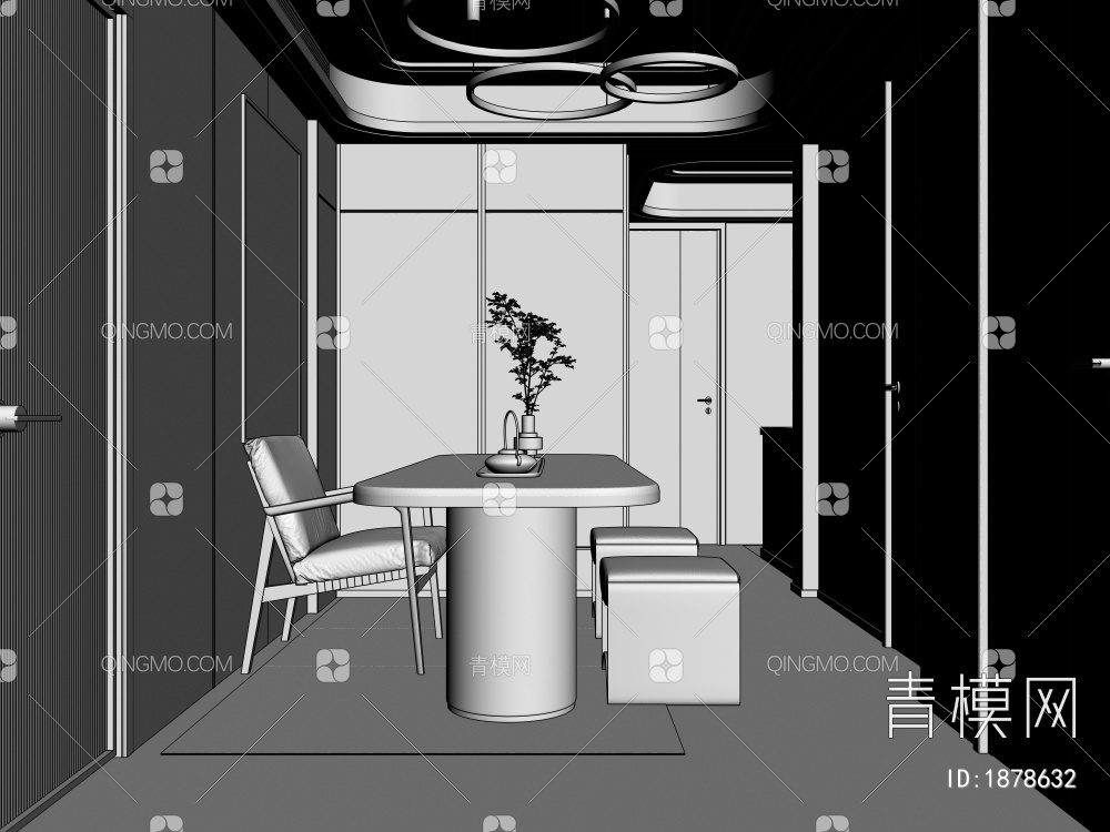 茶室 居家起居室3D模型下载【ID:1878632】