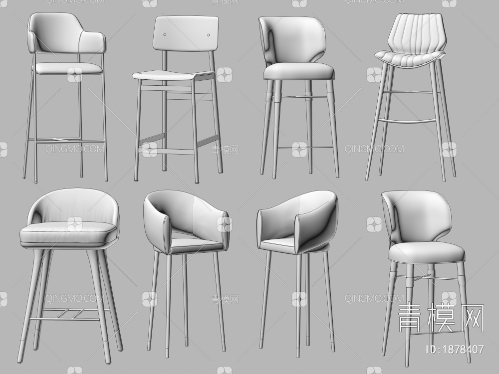 吧椅 吧凳 高脚凳 休闲椅 椅子 凳子3D模型下载【ID:1878407】