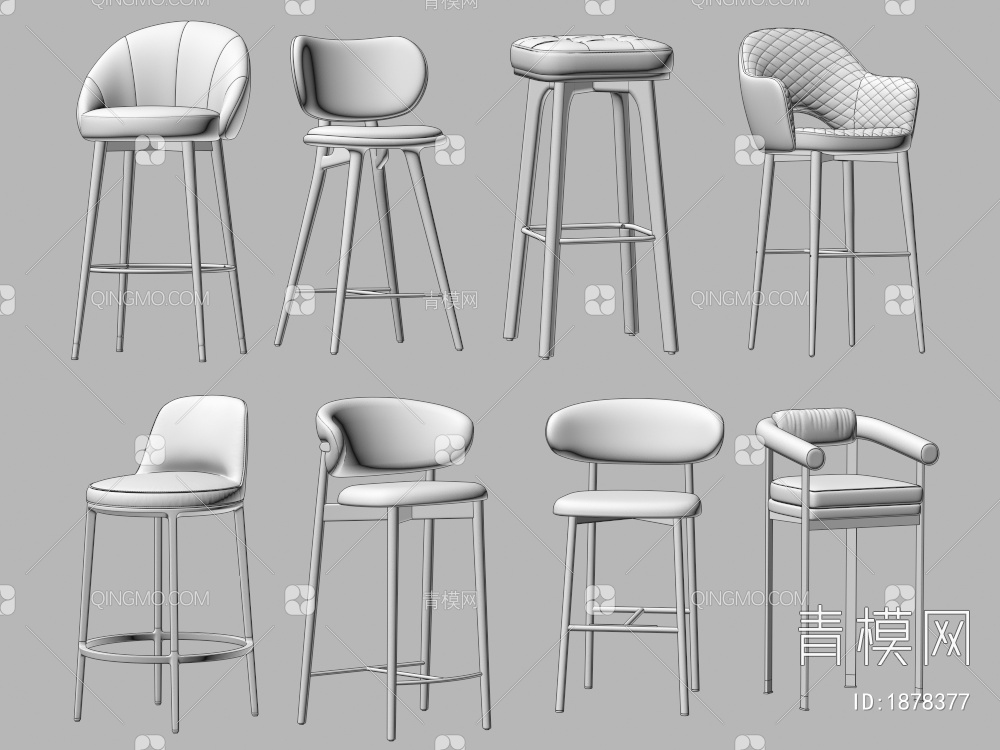 吧椅 吧凳 高脚凳 休闲椅 椅子 凳子3D模型下载【ID:1878377】