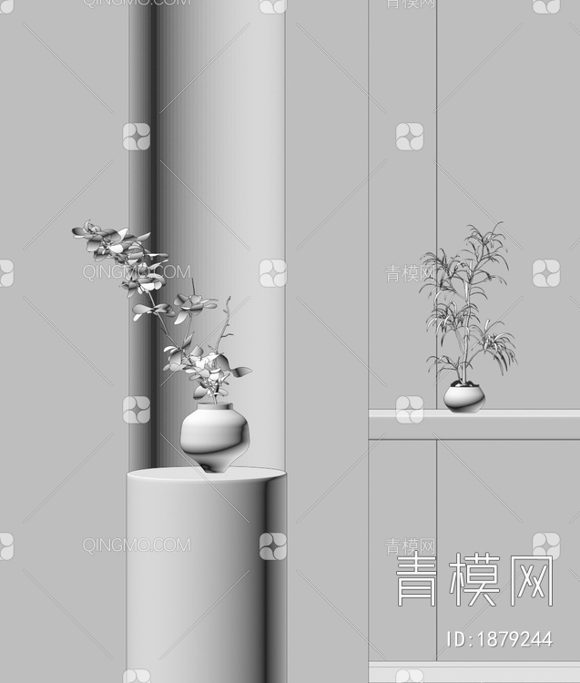 花瓶花艺3D模型下载【ID:1879244】