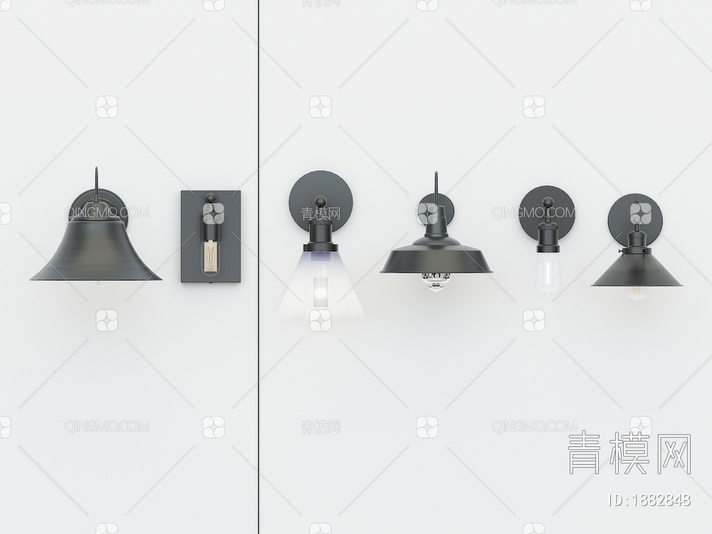 壁灯，墙灯，灯具组合3D模型下载【ID:1882848】