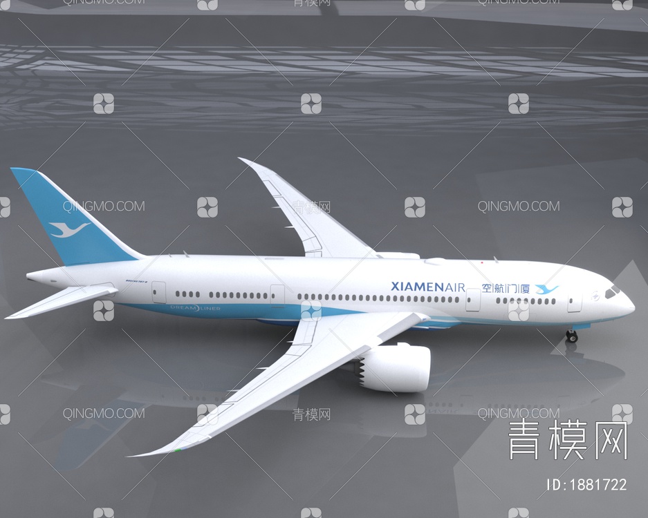 厦门航空波音787客机飞机3D模型下载【ID:1881722】