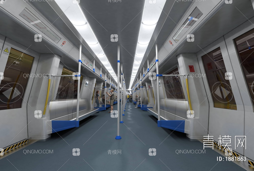 地铁车厢 轻轨3D模型下载【ID:1881863】