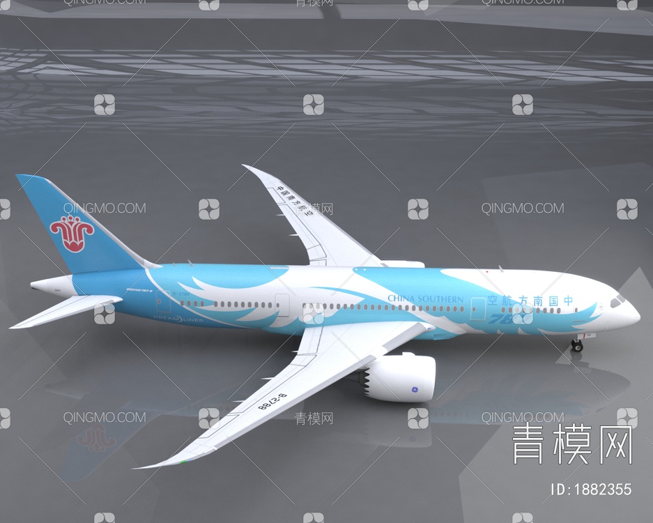 中国南方航空公司波音787客机飞机3D模型下载【ID:1882355】