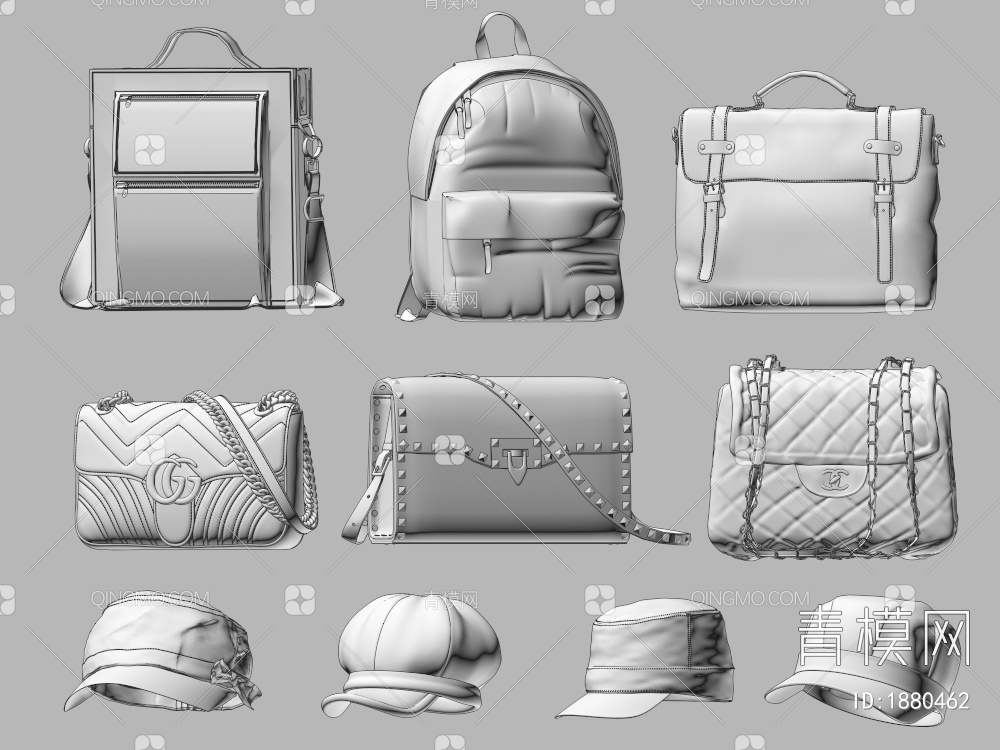 手提包 包包 单肩包 背包 皮包 斜挎包 公文包 女士箱包3D模型下载【ID:1880462】