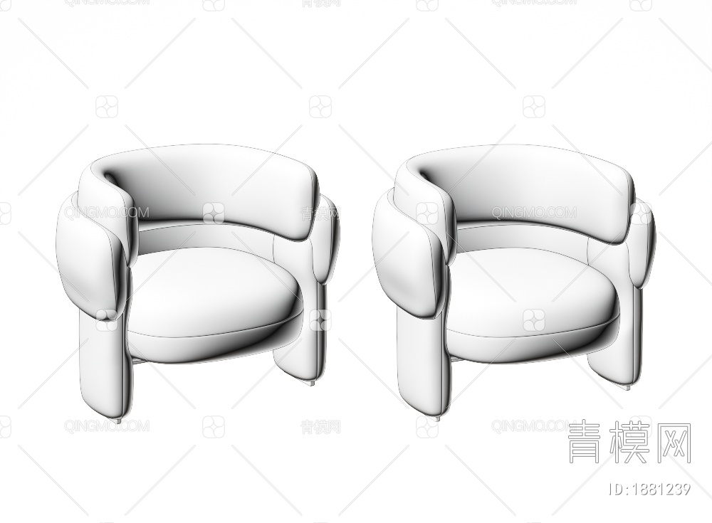 单人沙发3D模型下载【ID:1881239】