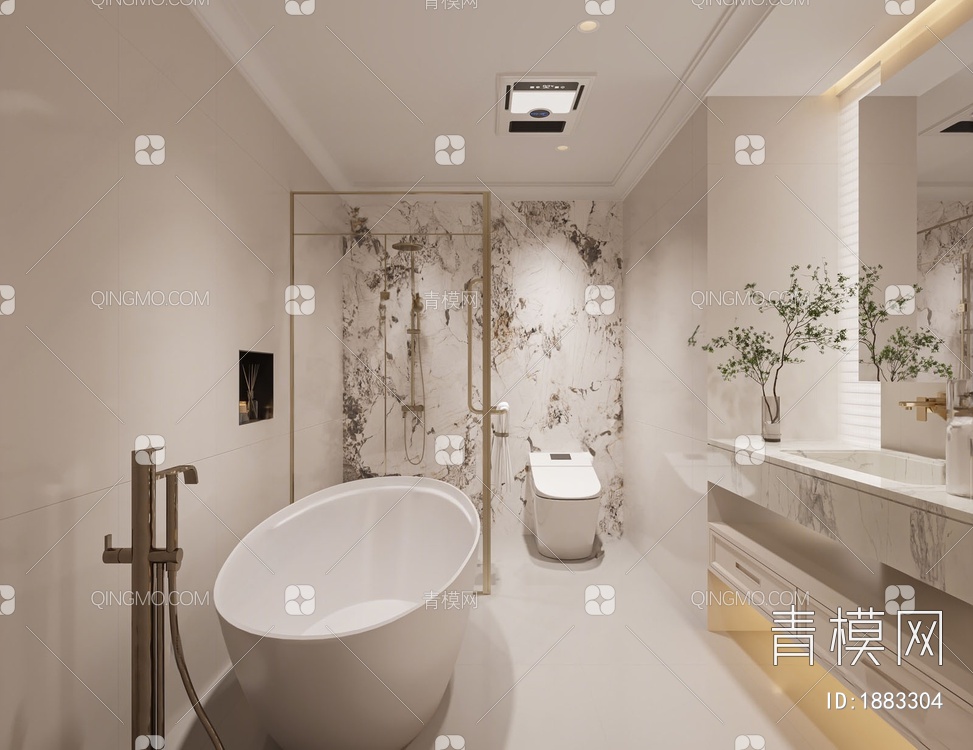 卫生间，浴室用品3D模型下载【ID:1883304】