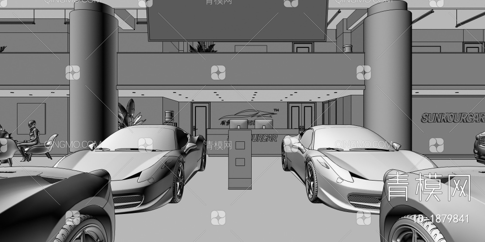 汽车展厅3D模型下载【ID:1879841】