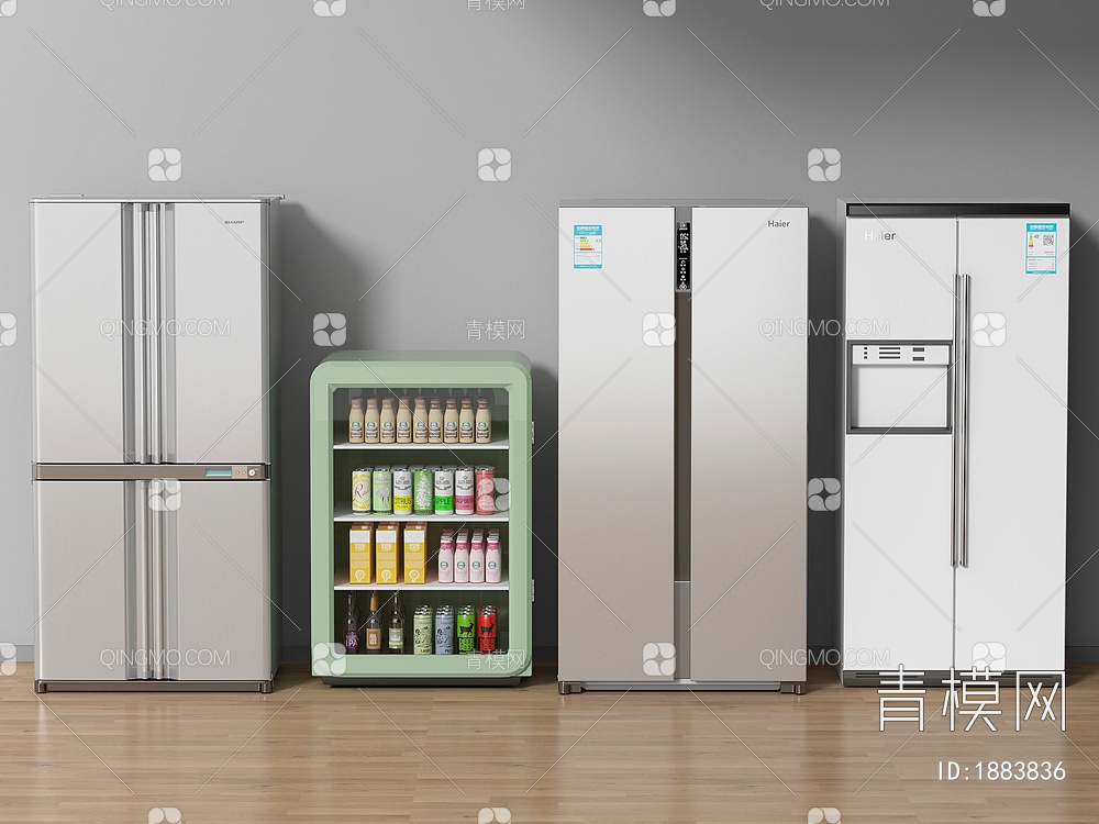 冰箱 ,双开门冰箱, 双门冰箱 ,智能冰箱 ,迷你冰箱 ,小冰箱3D模型下载【ID:1883836】