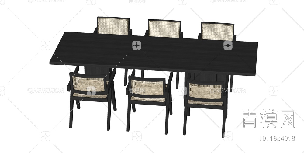 餐桌椅组合SU模型下载【ID:1884018】