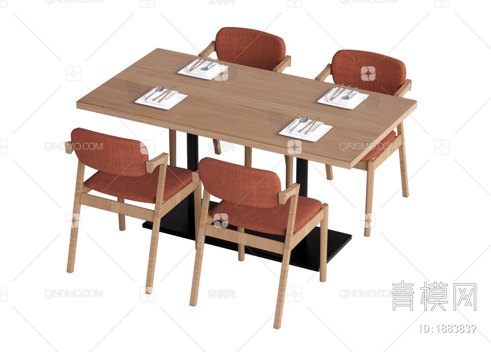 餐桌椅组合SU模型下载【ID:1883839】