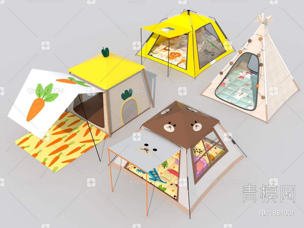 户外帐篷、儿童帐篷3D模型下载【ID:1884001】