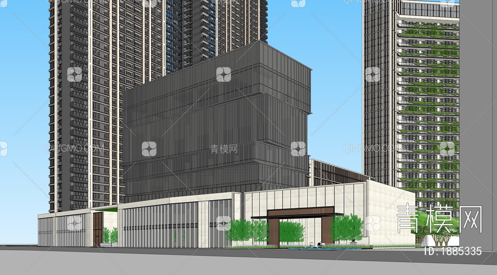 售楼处建筑SU模型下载【ID:1885335】