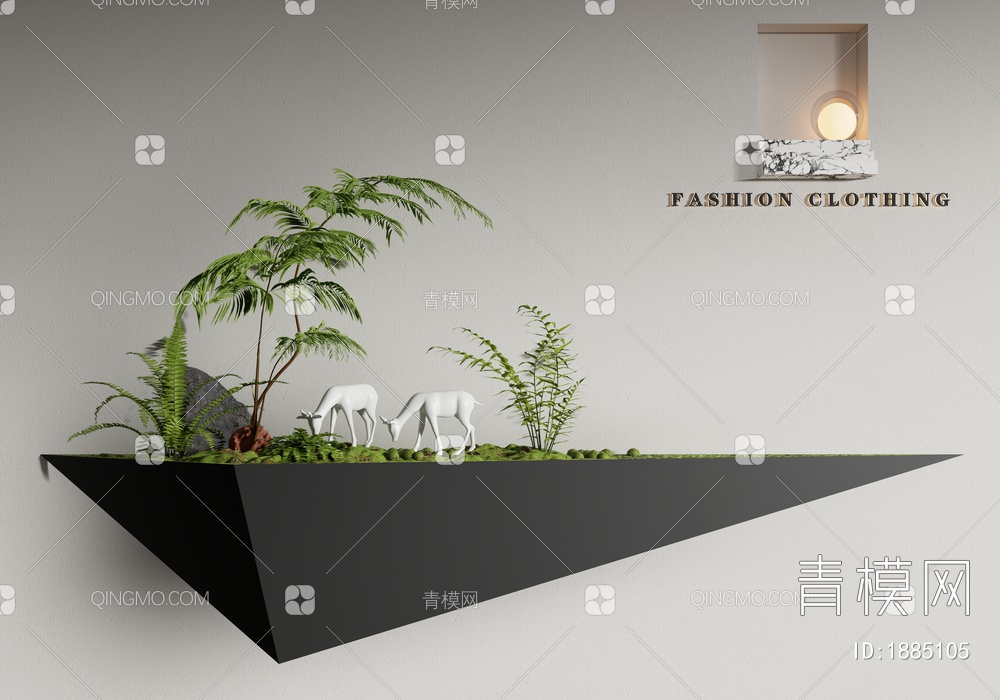室内景观造景 庭院小品 景观雕塑 微景观 蕨类植物3D模型下载【ID:1885105】