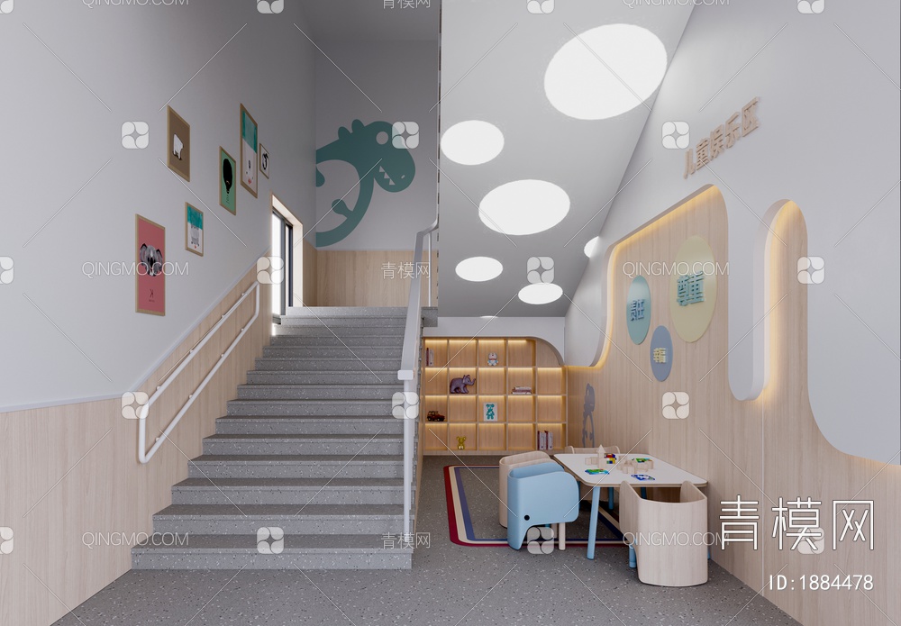 幼儿园教室 幼儿园楼梯间3D模型下载【ID:1884478】
