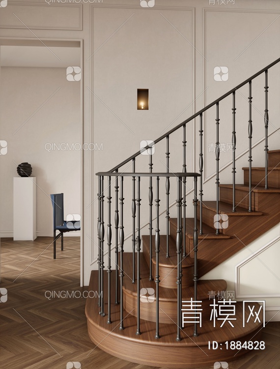 扶手楼梯3D模型下载【ID:1884828】