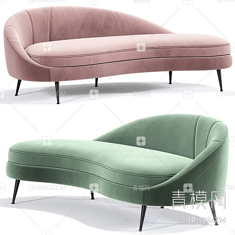 沙发，双人沙发，沙发组合，ins,网红风3D模型下载【ID:1884794】