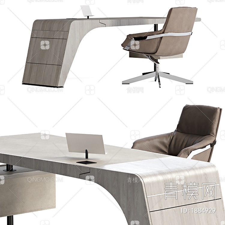 办公桌，办公室，办公椅3D模型下载【ID:1884929】